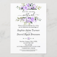 Casamento Virtual de Flores de Lavanda de Aquarela