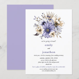 Convites Casamento Virtual de Folhagem Floral de Lilac Wate