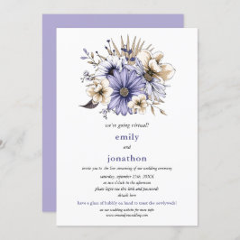 Convites Casamento Virtual de Folhagem Floral Lilac Waterco