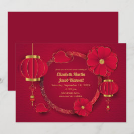 Convites Casamento Virtual de Lanternas e Flores Chinesas V