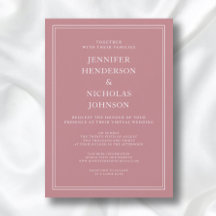 Casamento Virtual de Rosa Formal Elegante Moderno