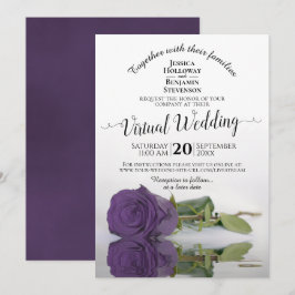Convites Casamento Virtual de Rosa Roxo Ametist Elegante