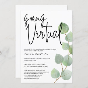 Convites Casamento Virtual de Script Eucalyptus Watercolor