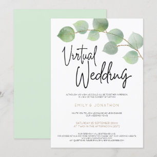 Convites Casamento Virtual de Script Moderno Eucalyptus Lea