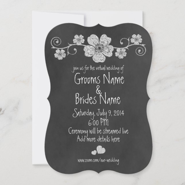 Convites Casamento Virtual de Teclado de Rosas Brancas Selv (Frente)