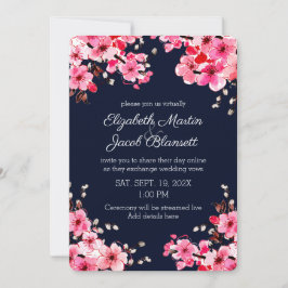 Convites Casamento Virtual de Watercolor Cherry Blossoms