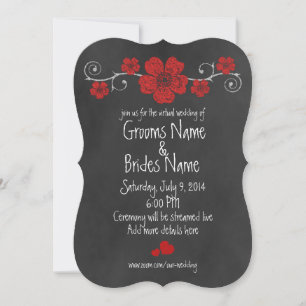 Convites Casamento Virtual do Quadro Selvagem do Rosa verme