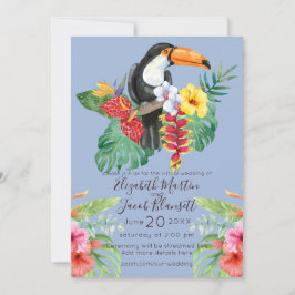 Convites Casamento Virtual do Toucan com Aquarela Tropical