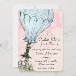 Convites Casamento Virtual do Vintage Hot Air Balloon