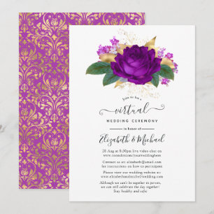 Convites Casamento Virtual Dourado e Roxo