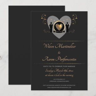 Convites Casamento Virtual Dourado Masculino