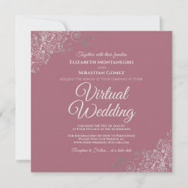 Convites Casamento Virtual Elegante de Dusty Rosa e Lacy Si