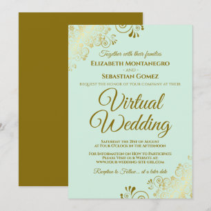 Convites Casamento Virtual Elegante Elegante Verde Neo Mint