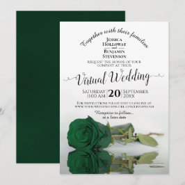 Convites Casamento Virtual Elegante Emerald Green Rosa