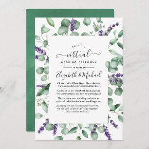 Convites Casamento Virtual Eucalyptus Lavanda Greenery