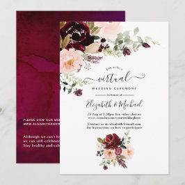 Convites Casamento Virtual Floral de Berinjela e Bege Borgo