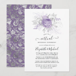 Convites Casamento Virtual Floral de lavanda e Prata
