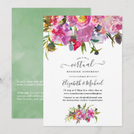 Convites Casamento Virtual Floral de Peões Rosa Vintage