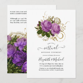 Convites Casamento Virtual Floral do Chic Purple & Dourado