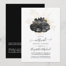 Casamento Virtual Floral Dourado e Preto Vintage