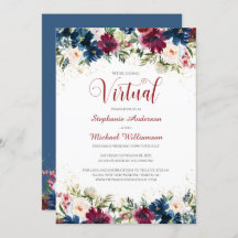 Casamento Virtual Floral Floral do Marinho Burgund