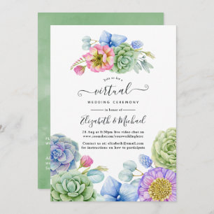 Convites Casamento Virtual Floral Online Trendy Succulent