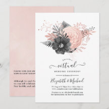 Casamento Virtual Floral Pastel Blush e Charcarbon
