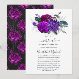 Convites Casamento Virtual Floral Roxo e Prata