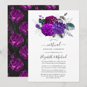 Convites Casamento Virtual Floral Roxo e Prata