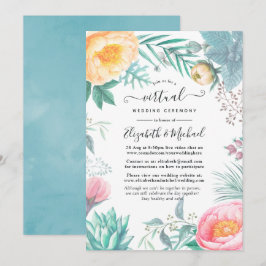 Convites Casamento Virtual Floral Tropical de Dusty Pastel