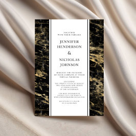 Convites Casamento Virtual Formal de Mármore Dourado