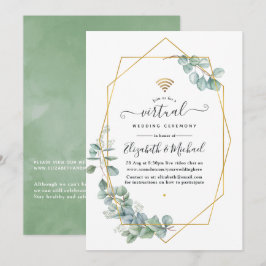 Convites Casamento Virtual Geométrico Eucalyptus Online