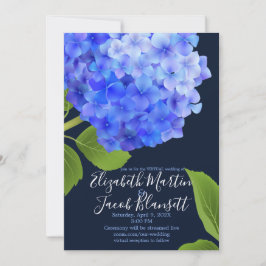 Convites Casamento Virtual Hydrangea Azul Watercolor