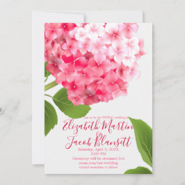 Convites Casamento Virtual Hydrangea Pink de Watercolor