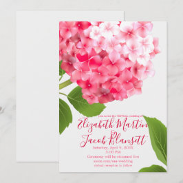 Convites Casamento Virtual Hydrangea Pink de Watercolor