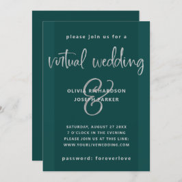 Convites Casamento virtual moderno| Emerald Green e Silver