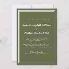 Convites Casamento Virtual Olive Green Minimalista Transmis