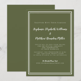 Convites Casamento Virtual Olive Green Minimalista Transmis