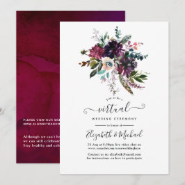 Convites Casamento Virtual Online Bordo Violet Plum Floral