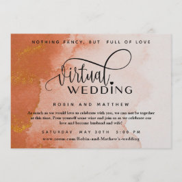 Convites Casamento Virtual Online da Terracotta Coral Water
