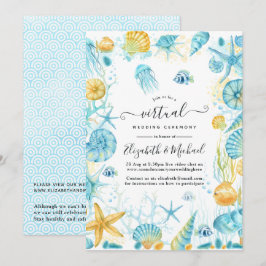 Convites Casamento Virtual Online da Vida no Mar Azul e Ama