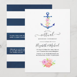 Convites Casamento Virtual Online de Aguarela Náutica