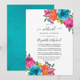 Convites Casamento Virtual Online de Floral Aquarela Fiesta