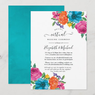 Convites Casamento Virtual Online de Floral Aquarela Fiesta