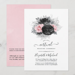 Convites Casamento Virtual Online de Rosas Vintage Rosa e P