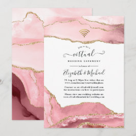 Convites Casamento Virtual Online do Agate Blush e Dourado