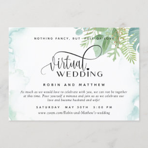 Convites Casamento Virtual Online Elegante Greenery Waterco