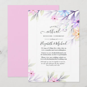 Convites Casamento Virtual Online Floral Aquarela Pastel