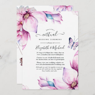 Convites Casamento Virtual Online Floral da Magnolia Rosa