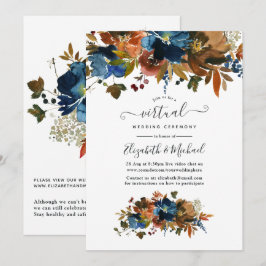 Convites Casamento Virtual Online Floral de Ginger e Marinh